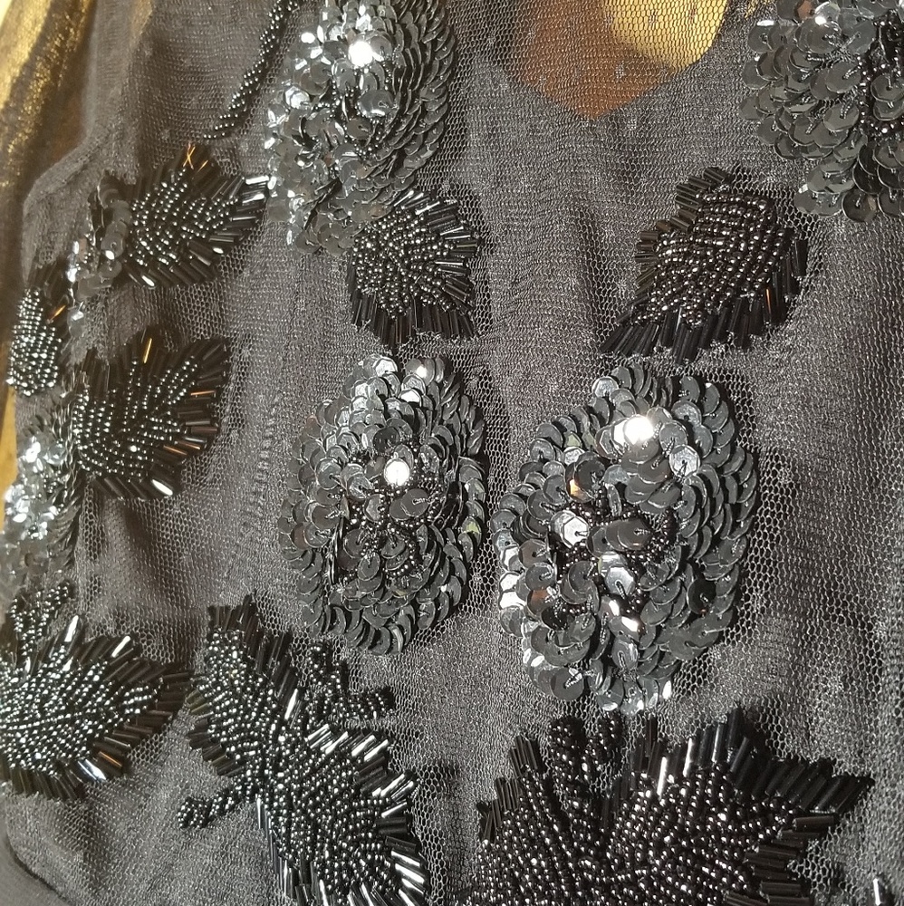 Asos Black Sequin Embellished Lace Dress - Picture 2 of 8